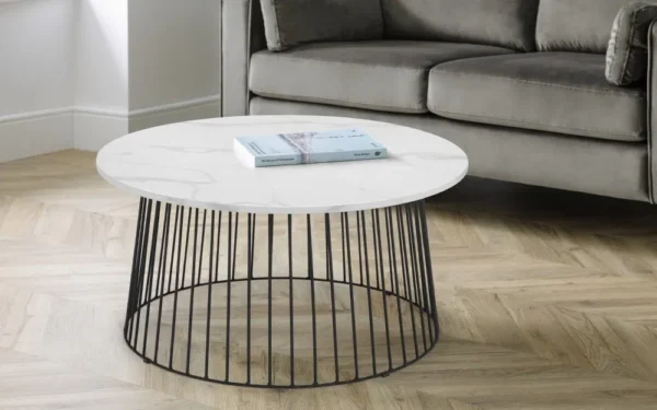 Broadway White Marble Round Coffee Table - Image 2