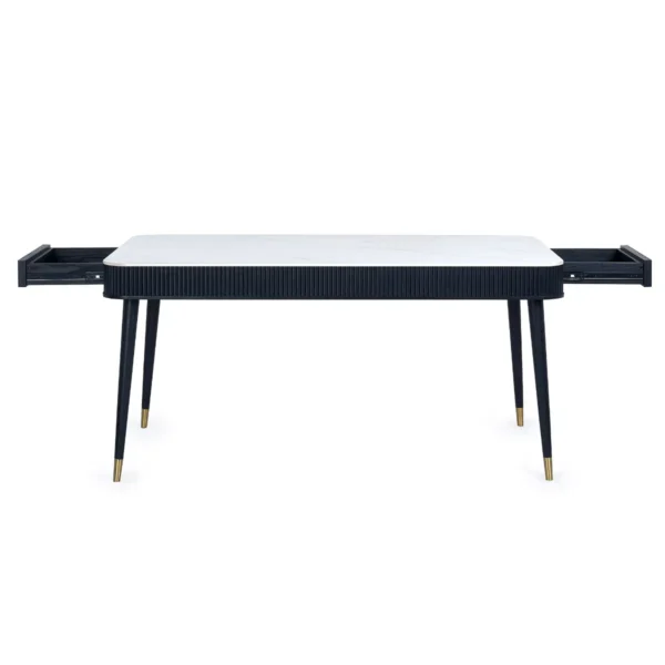 Louis Fluted Stone Top Dining Table With Drawers - Image 4