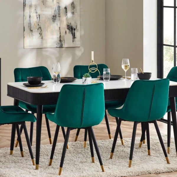Louis Fluted Stone Top Dining Table With Drawers - Image 3