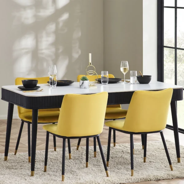 Louis Fluted Stone Top Dining Table With Drawers - Image 9
