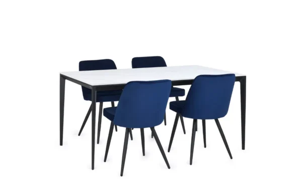 Miami Rectangular Stone Top Dining Table - White Marble - Image 3