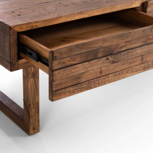 Woburn Reclaimed Pine 2 Drawer Coffee Table - Image 6
