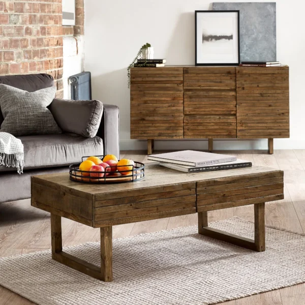 Woburn Reclaimed Pine 2 Drawer Coffee Table - Image 2
